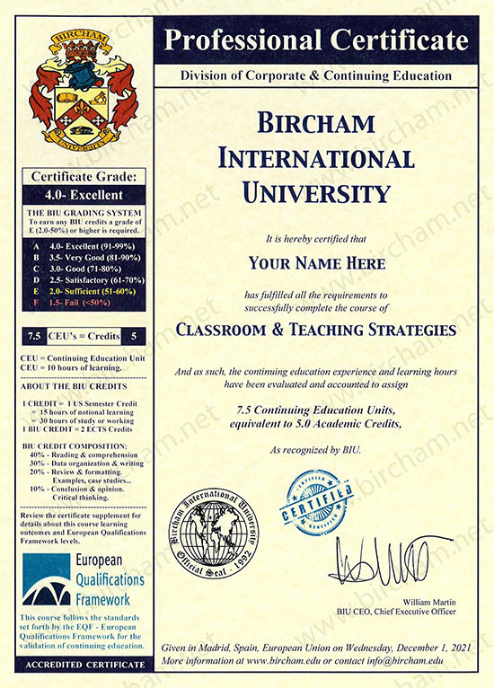 Formation Continue Formation Continue Bircham International University